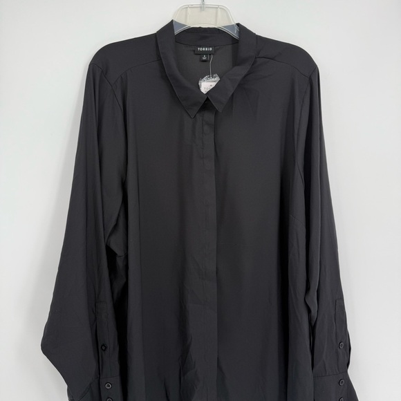 Torrid Womens NWT Lizzie Button Front Blouse Size 4X Black Collared Long Sleeves - Picture 8 of 12